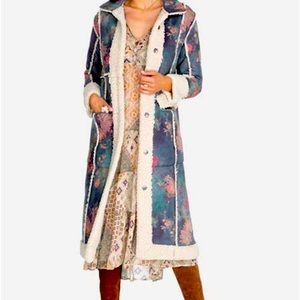 JOHNNY WAS BIYA Jade Sherpa Coat ~ Fleece Lined Floral Size Medium